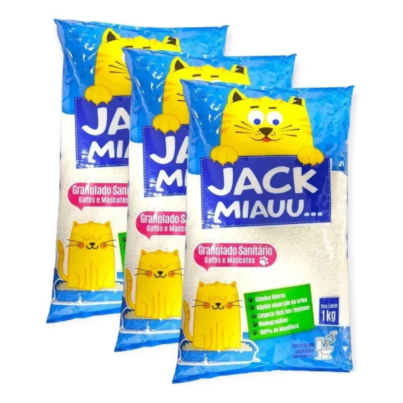 Kit 3 Kg Areia Sanitária Base De Mandioca P Caixa Gatos
