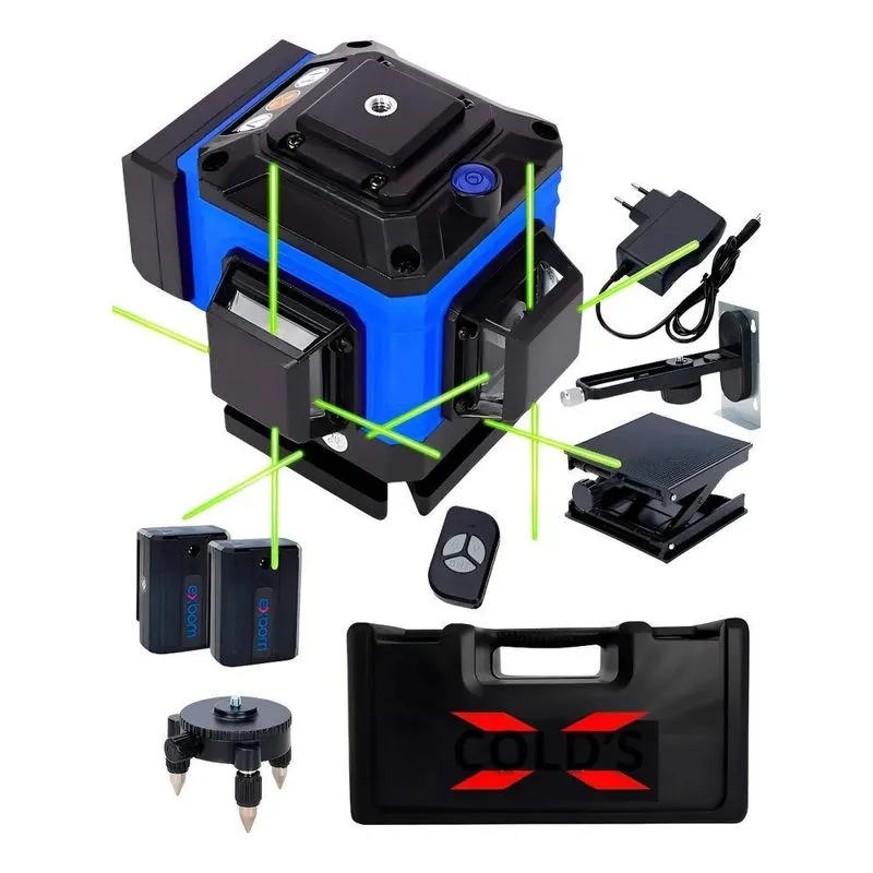 Nível Laser 3D Exbom/Xcold's 12 Linhas Verde 360º Maleta Ríg