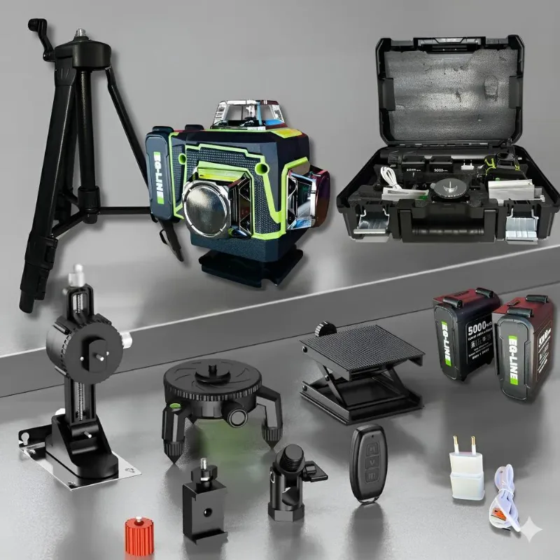 Nível Laser 16 Linhas Autonivelante Com Tripé + 2 Baterias