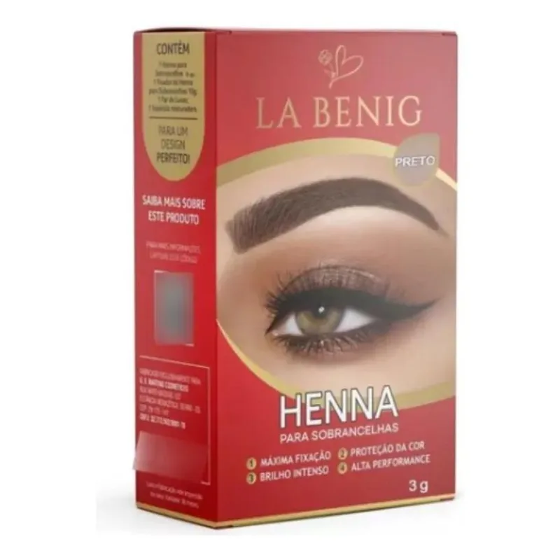 Henna Profissional La Benig 3g Cor Preto 3g