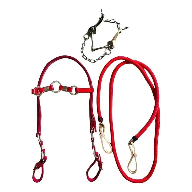Rédea Cabecada Freio Inox Cavalos Quarto De Milha Ace Vermel