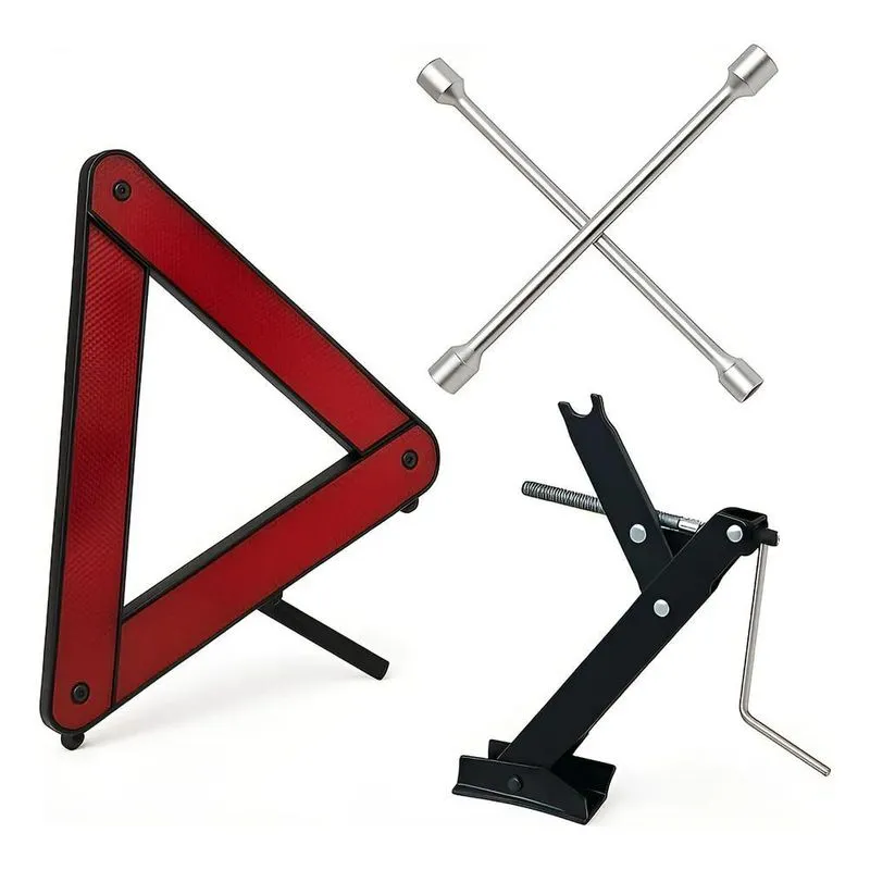 Kit Macaco Automotivo Chave Roda Cruz Triangulo Sinalização