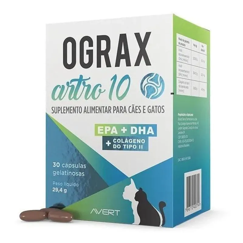 Ograx Artro 10 - Suplemento Colágeno Para Cães/gatos Avert 3