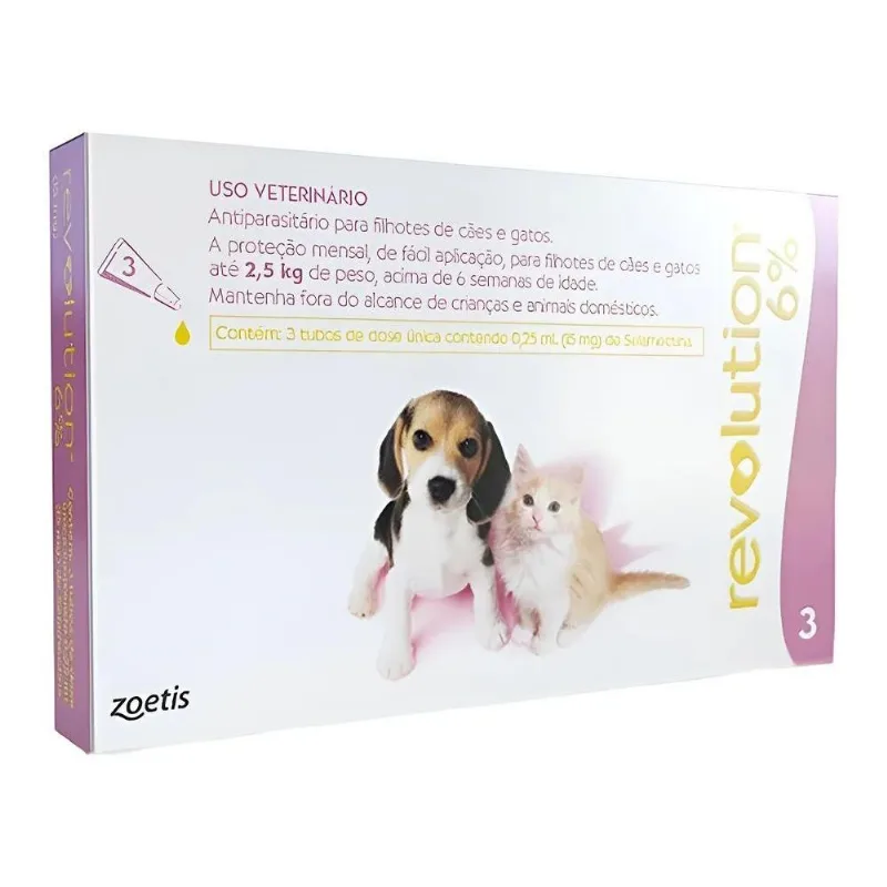 Revolution Para Cães E Gatos Filhotes Até 2,5kg Com 3 15mg 6