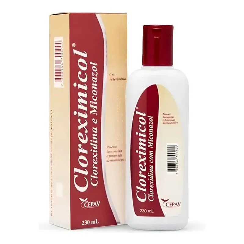Shampoo Antimicrobiano Cães Gatos Cepav Cloreximicol 230 Ml