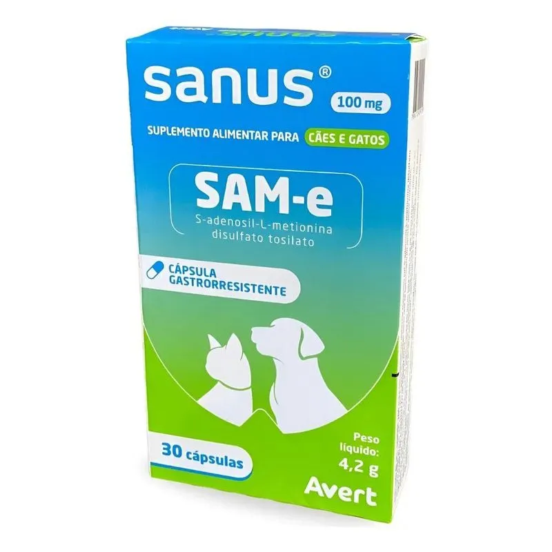 Sanus 100 Mg 30 Cápsulas Cães E Gatos - Avert