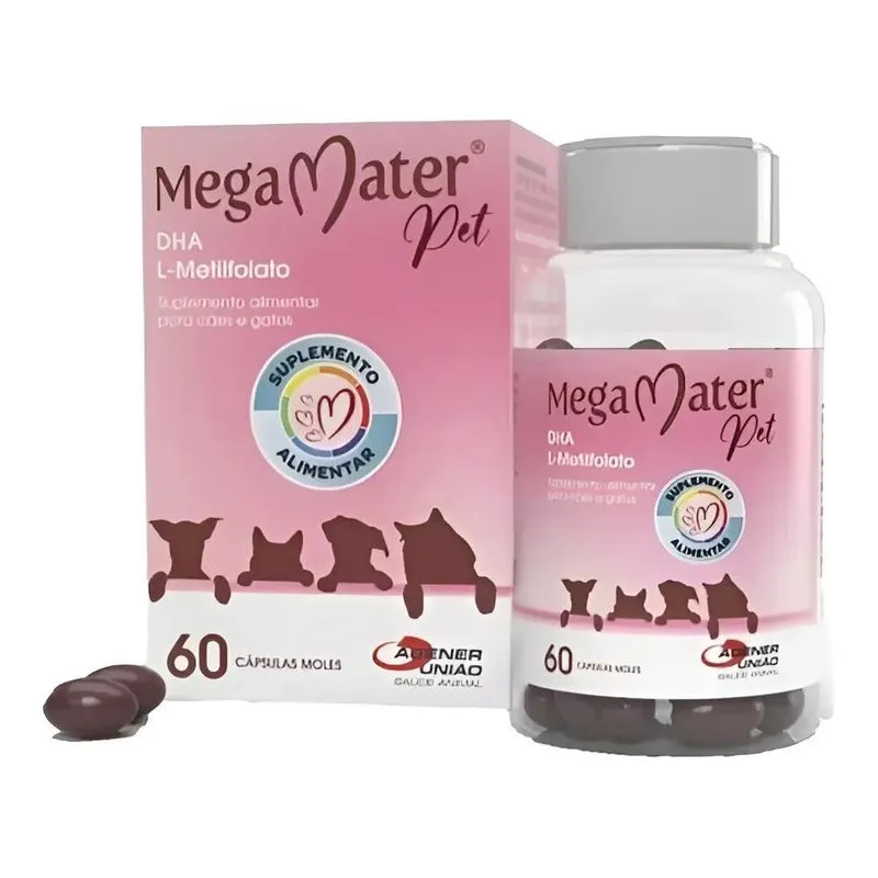 Suplemento Mega Mater Pet 60 Cápsulas Agener União Perro Gat