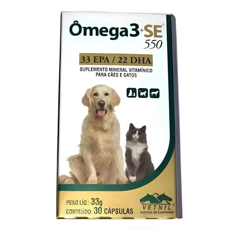 Suplemento Vitamínico Vetnil Omega 3 + Se 550 Cães E Gatos