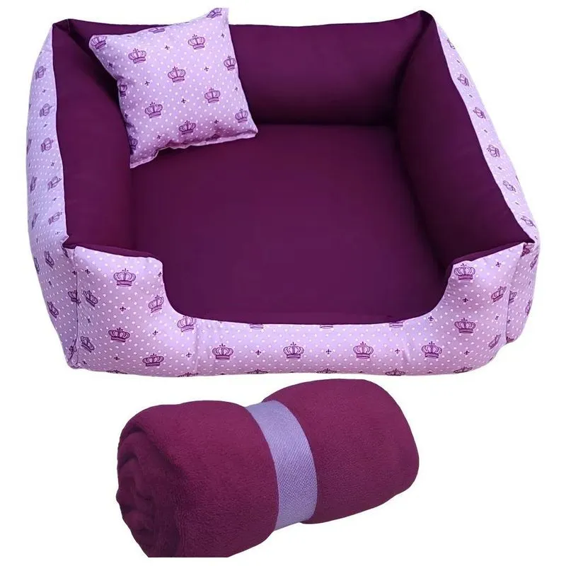 Cama De Cachorro Caminha E Manta Pet Para Cães Ga Vinho Corô