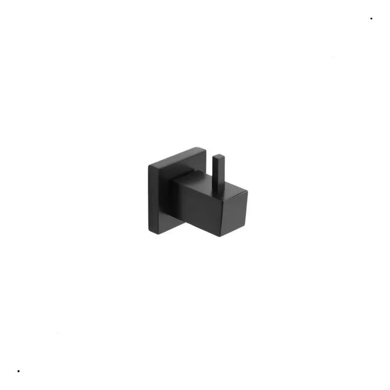 3x Porta Toalha Cabide Luxo Para Banheiro Quadrado Preto