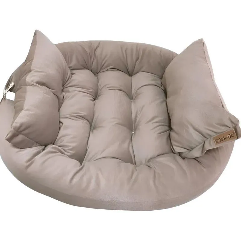 Cama Pet Grande Resistente Acolchoada Veludo Mac Cinza