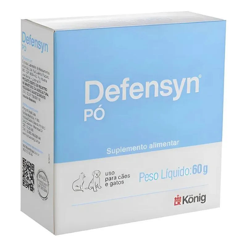 Complemento Alimentar Defensyn Pó Knig 60g Cães Gatos 60 G