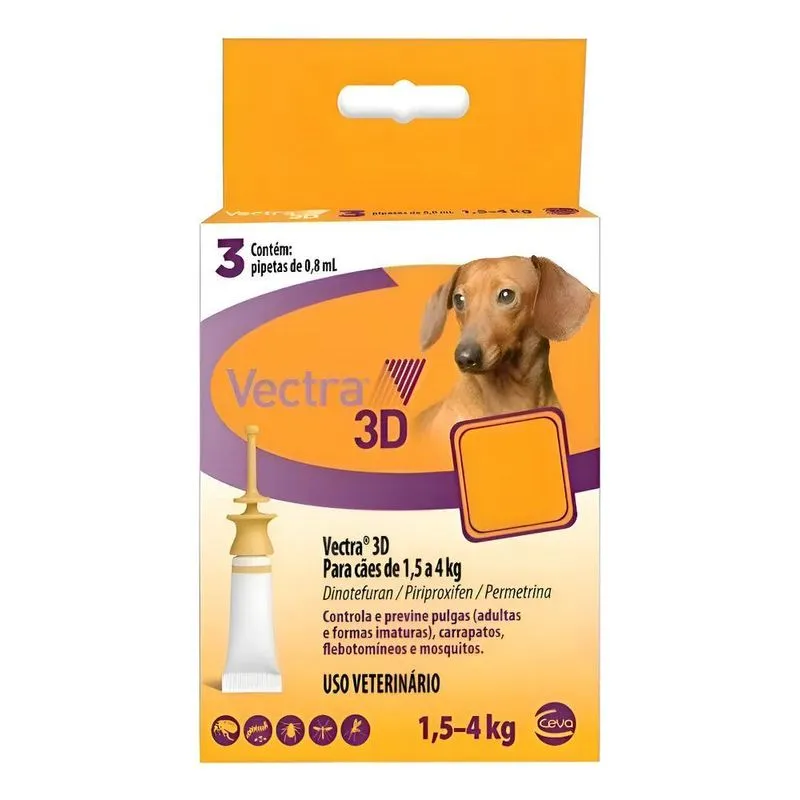 Ceva Vectra 3d Cão - Amarelo - 1.5 Kg - 4 Kg - 3