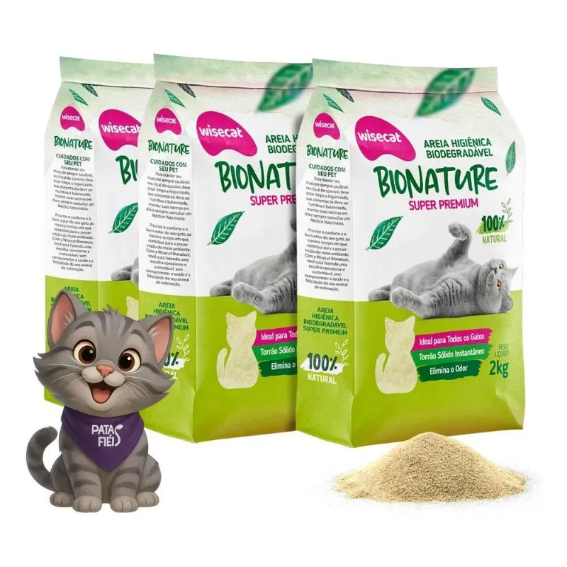 Kit 6kg Areia De Gato Biodegradável 100% Bionature