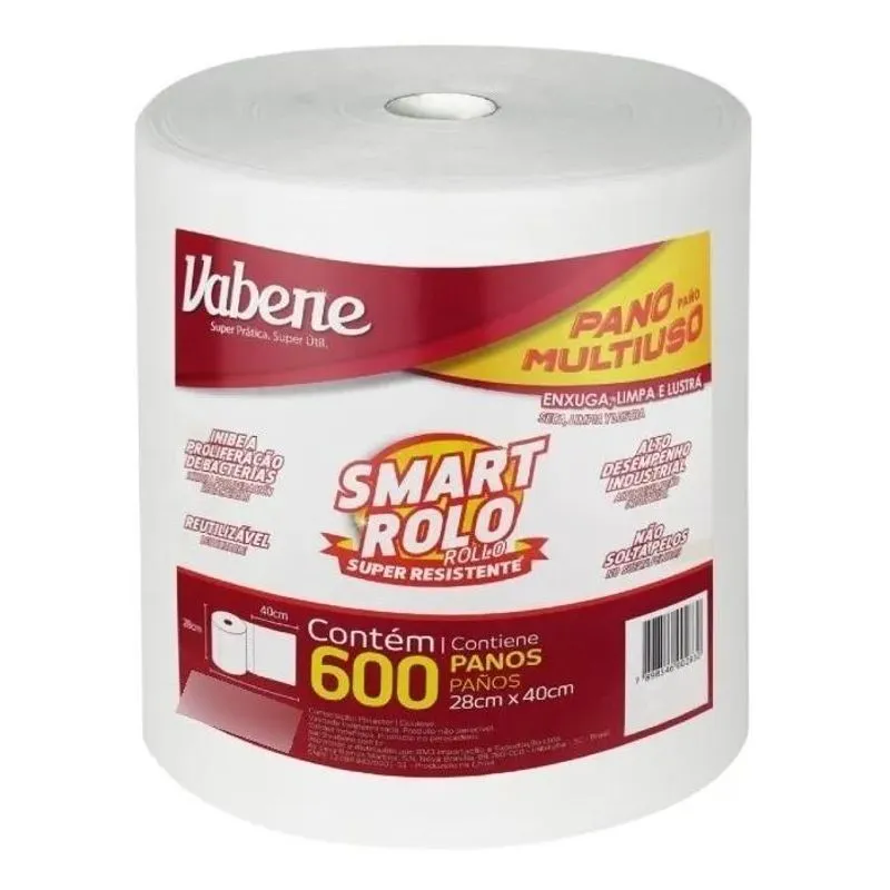 5x Vabene Smart Rolo Bobina De Pano Multiuso 600 Unidades