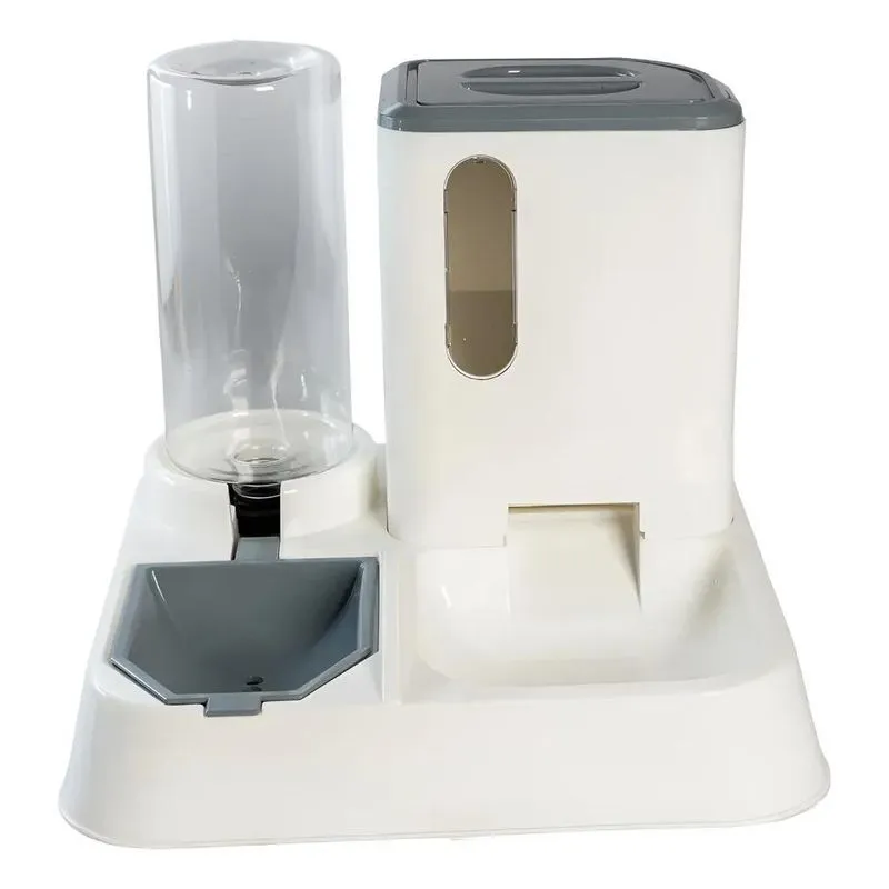 Comedouro E Bebedouro Automático Para Cães E Gatos Fi Branco