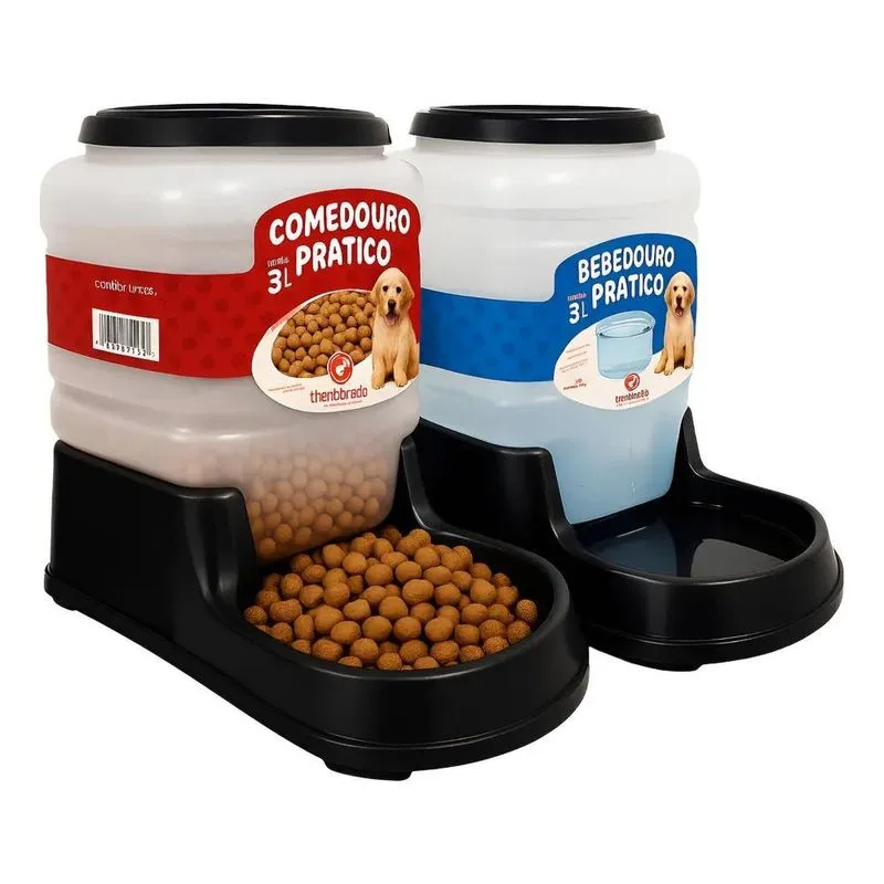 Kit Comedouro Automatico Bebedouro Cachorro Gato Pet 3l Pre