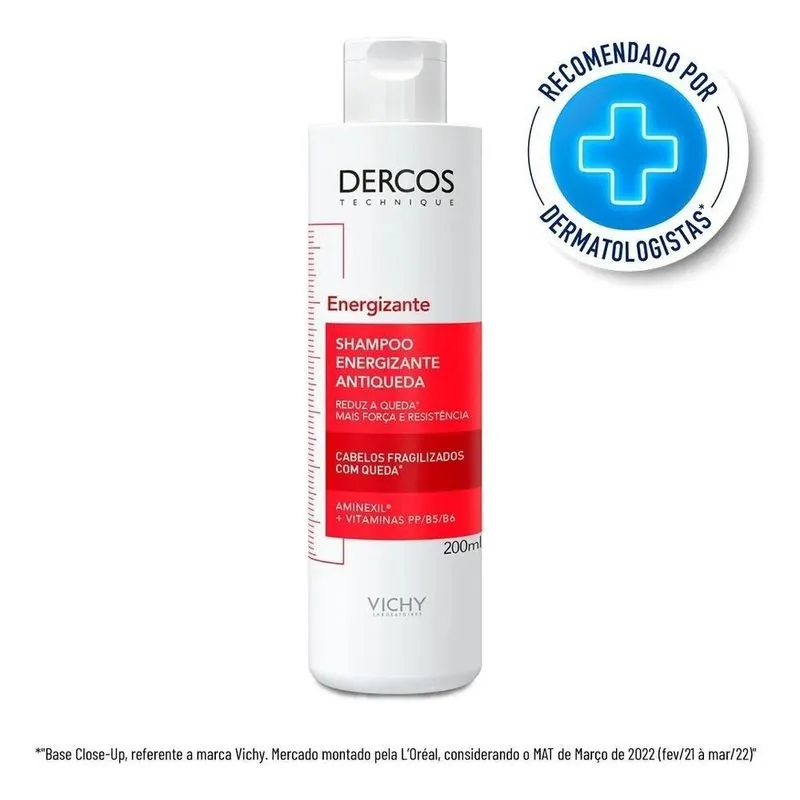 3x Shampoo Energizante Antiqueda Dercos 200ml Vichy