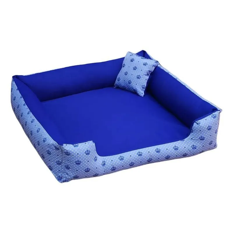 Cama Cachorro 70x70 Caminha G Serve Pet Até 18 Kg Azul Coro