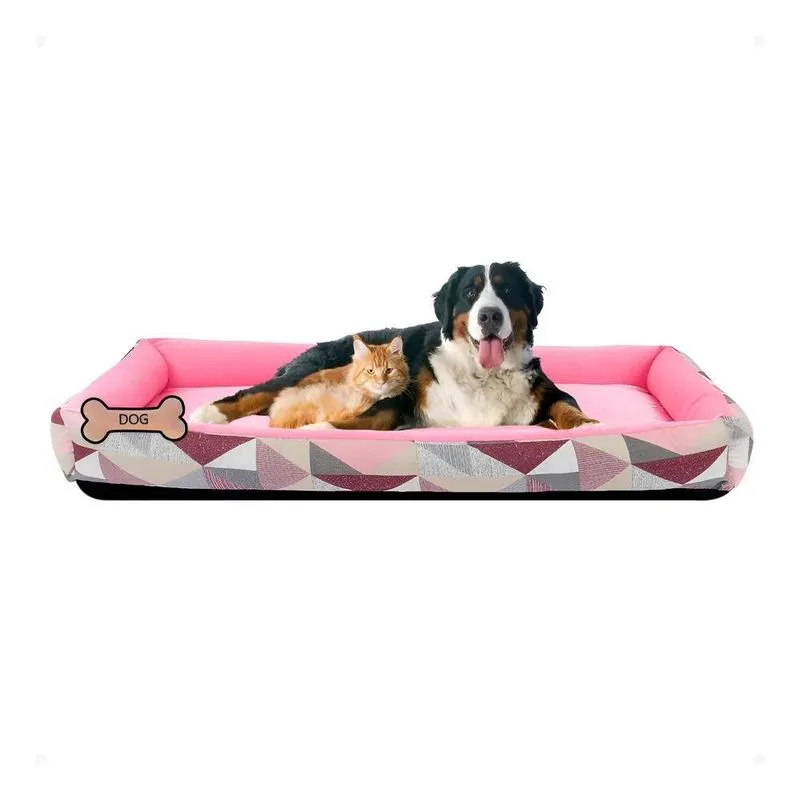 Cama Confortável Xg Extra Grande 100% Algodão Triângulo Rosa