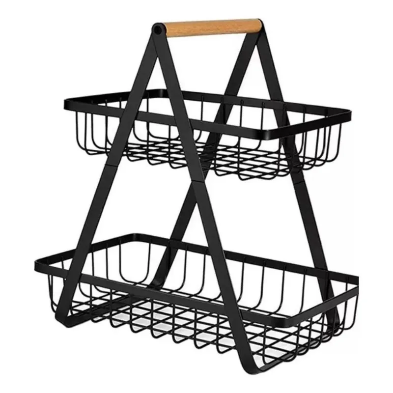 2x Vittak Fruteira De Mesa Dupla Cesto Aramado Metal Organiz