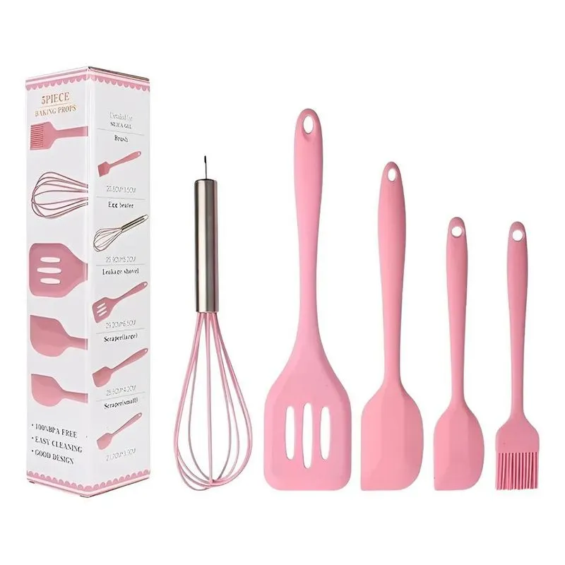 3x Kit Utensílios Cozinha Silicone 5 Peças Espátula Fue Pinc