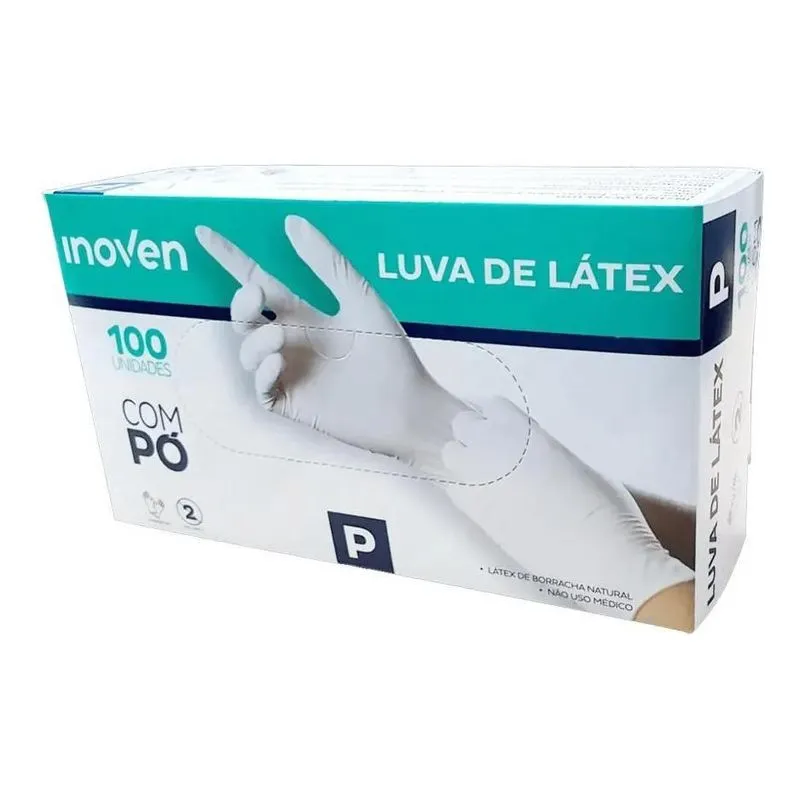 2x Luva De Látex Branca Com Pó Inoven Tamanho P