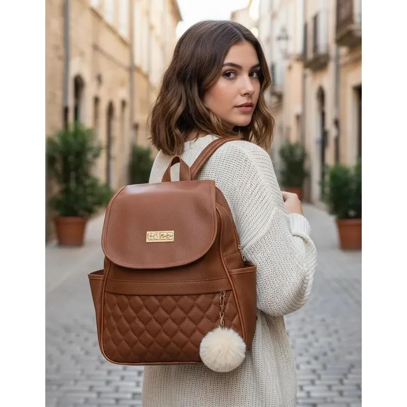 Mochilinha De Costas Pequena Bolsa Feminina Chaveiro Pompom