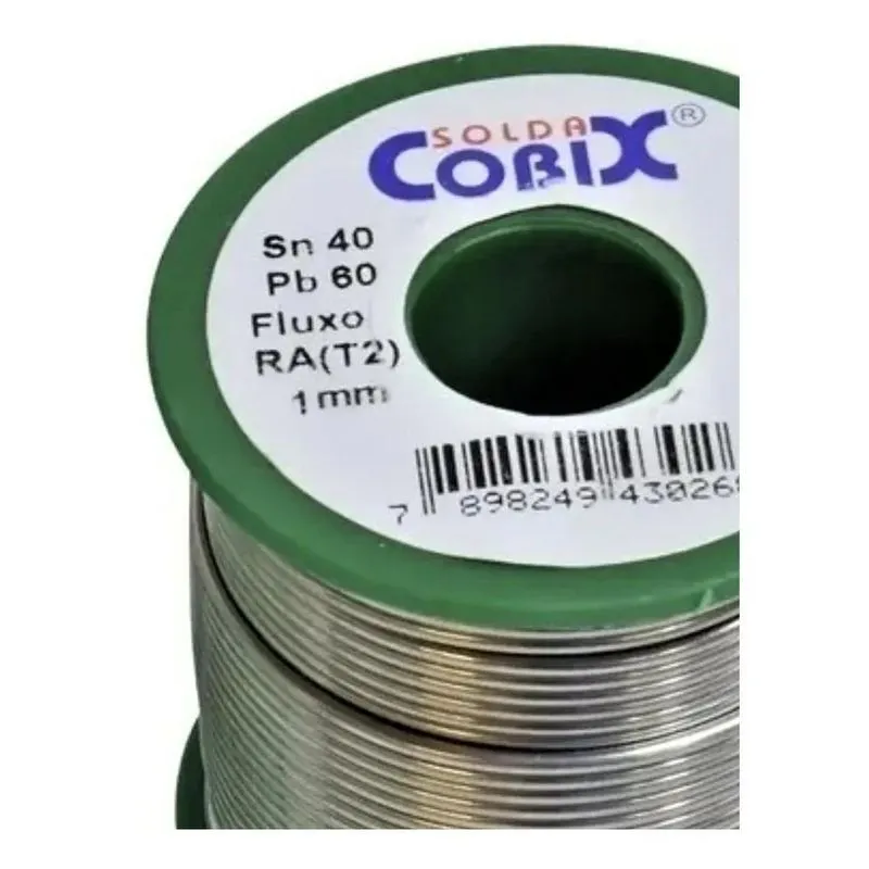 2x Solda Estanho 40x60 1.0mm Com Fluxo Ra (t2) Rolo 500g - Co