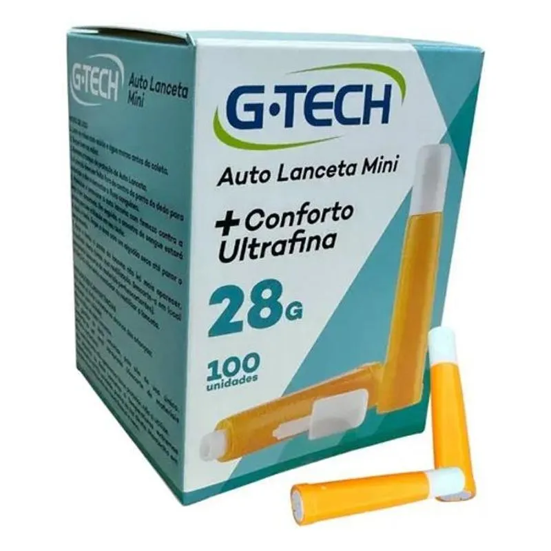Auto Lanceta Automática 28g Com 100un G-tech Cor Laranja