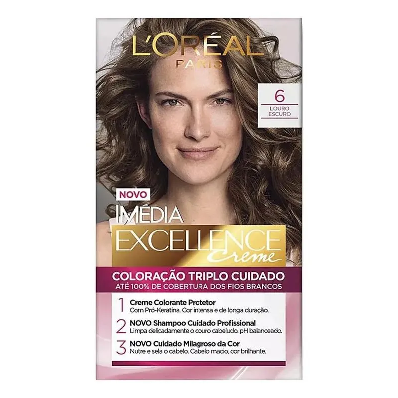 10x Coloração Imédia Excellence L'oreal Creme 6 Louro Escur