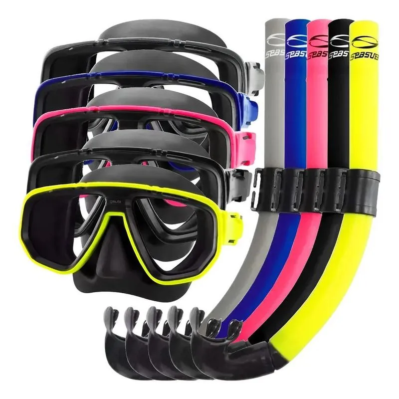 5x Kit De Mergulho Profissional Máscara E Snorkel Seasub