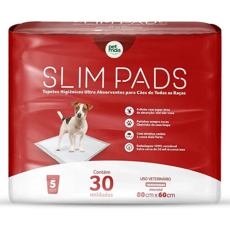 Tapete Higiênico Efficient Slim Pads 80x60cm 30 Unidades Pet