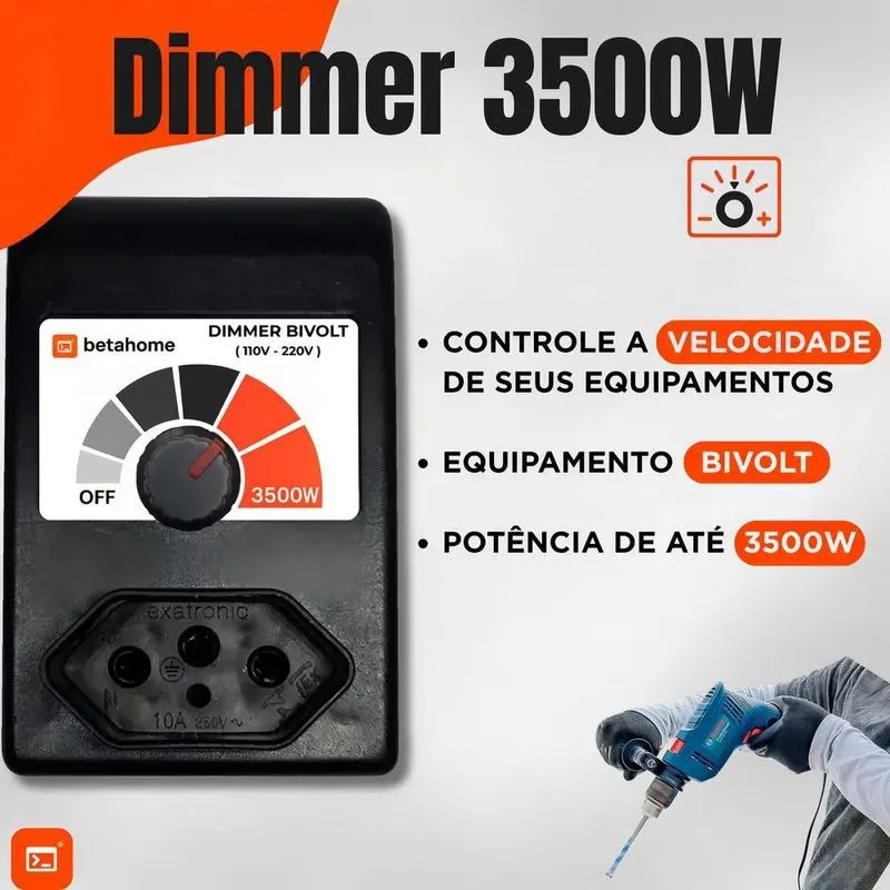 Controlador Eletrônico Dimmer 3500w Bivolt Regulador C/dissi