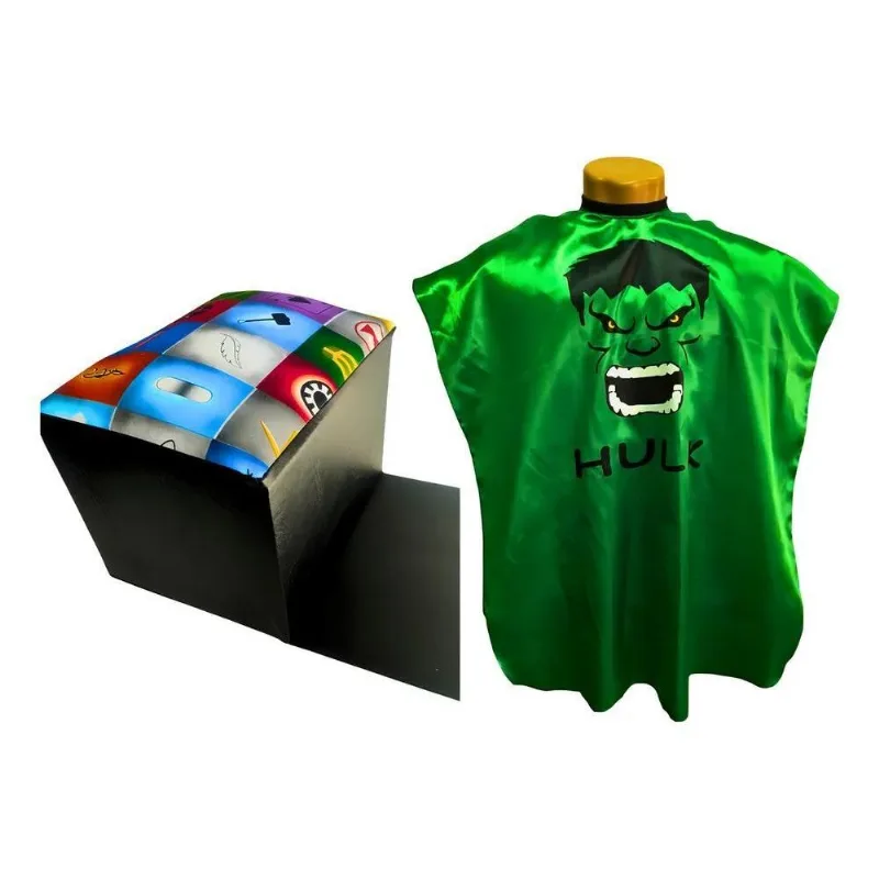 Kit Cabelereiro Capa Infantil + Assento Infantil Hulk