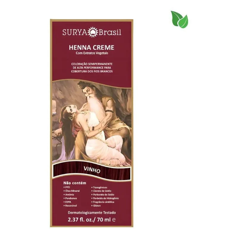 Henna Creme Surya Brasil Tom Burgundy Vinho 70ml