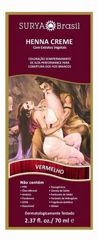 Henna Surya Brasil Creme Tom Vermelho