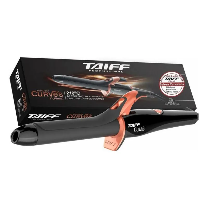 Modelador Curves Cerâmica Preto 1 Pol 25mm Taiff Cor Preto V