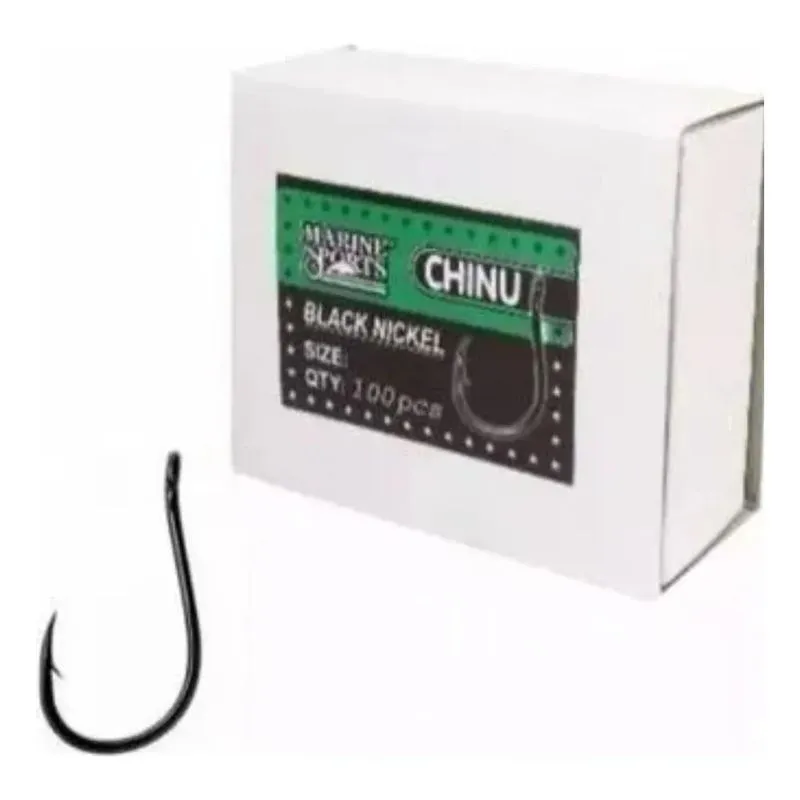 10x Anzol Chinu Black Nickel Nº6 100pçs Marine Sports Chinu