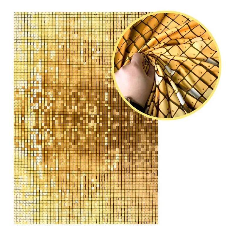 Painel De Festa Retangular Anivers Lantejoula Paetê Dourado