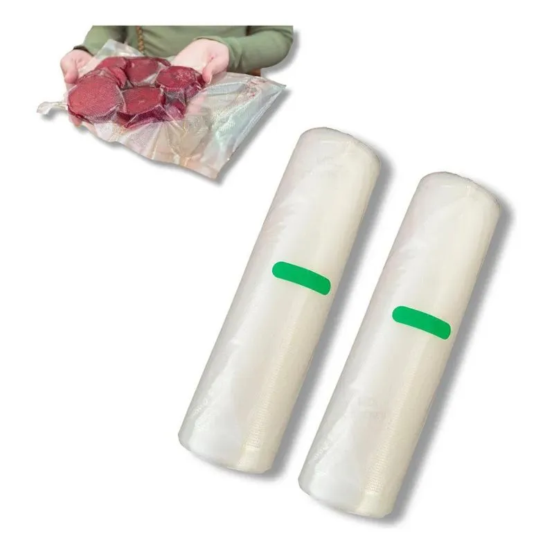2x 2 Bobinas Plástico Gofrado Embaladora Alimentos 15cm Top