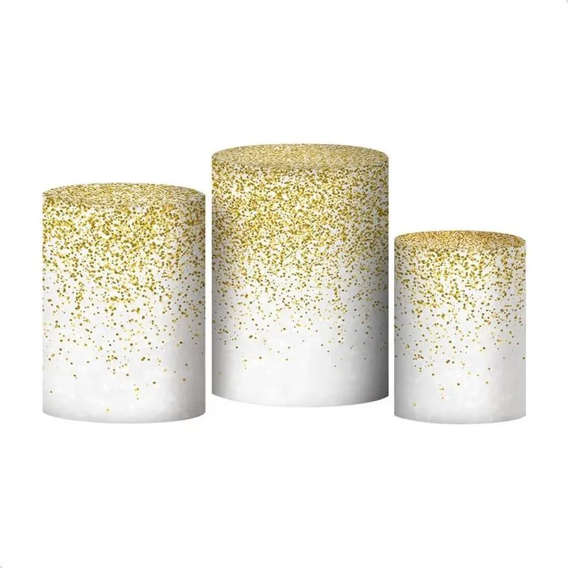 Trio Capas Cilindro Sublimado Glitter Veste Fác Branco Doura