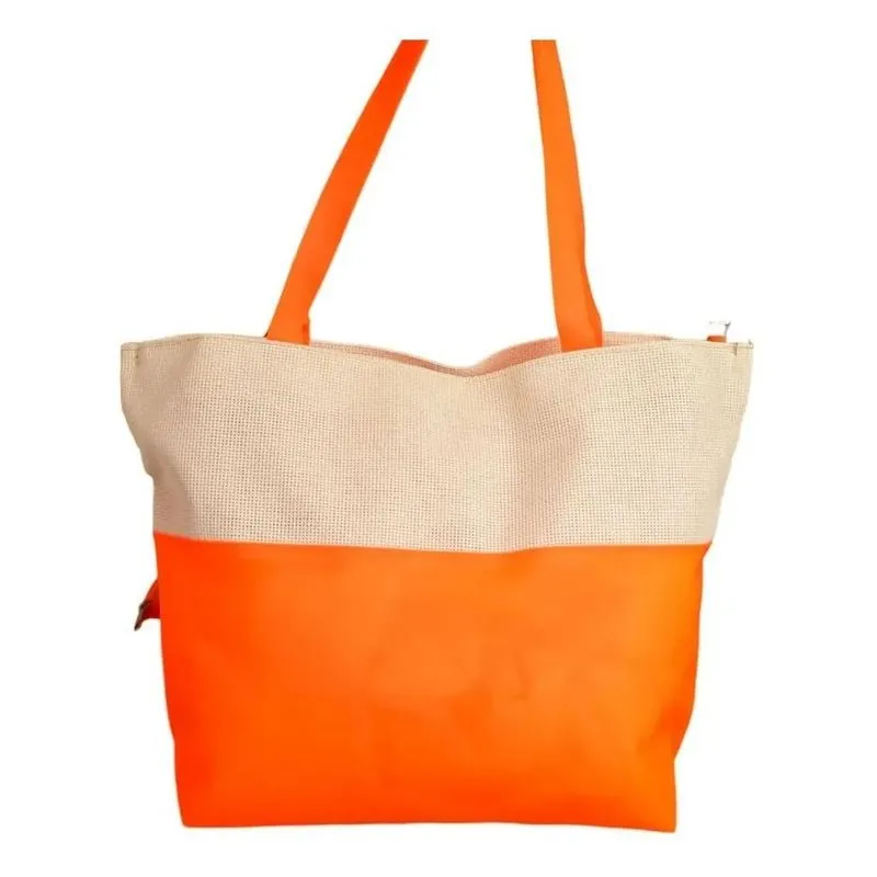 Bolsa De Praia De Silicone Feminina Com Necessaire Laranja