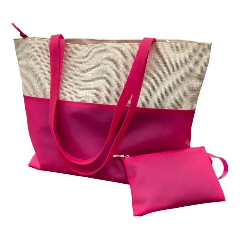 Bolsa De Praia De Silicone Feminina Com Necessaire Ve Pink