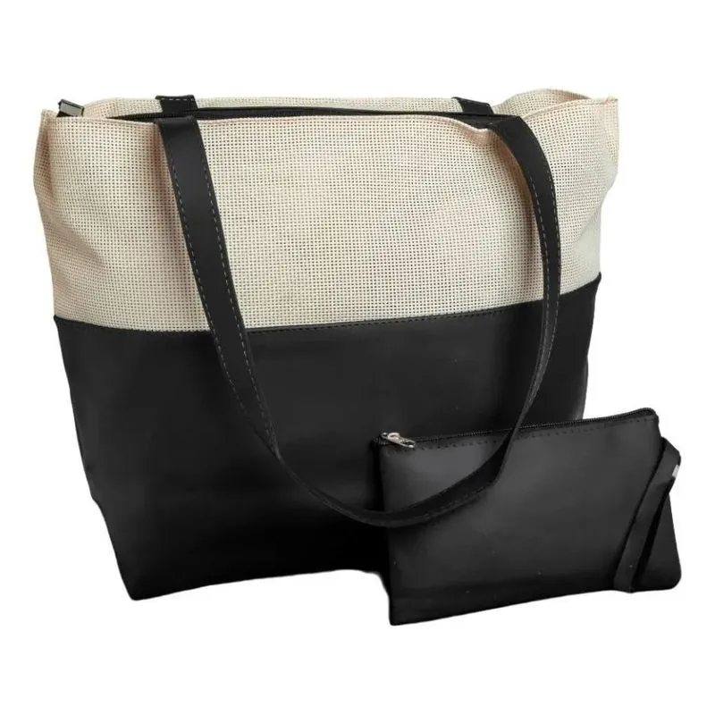Bolsa De Praia De Silicone Feminina Com Necessaire Pretoo