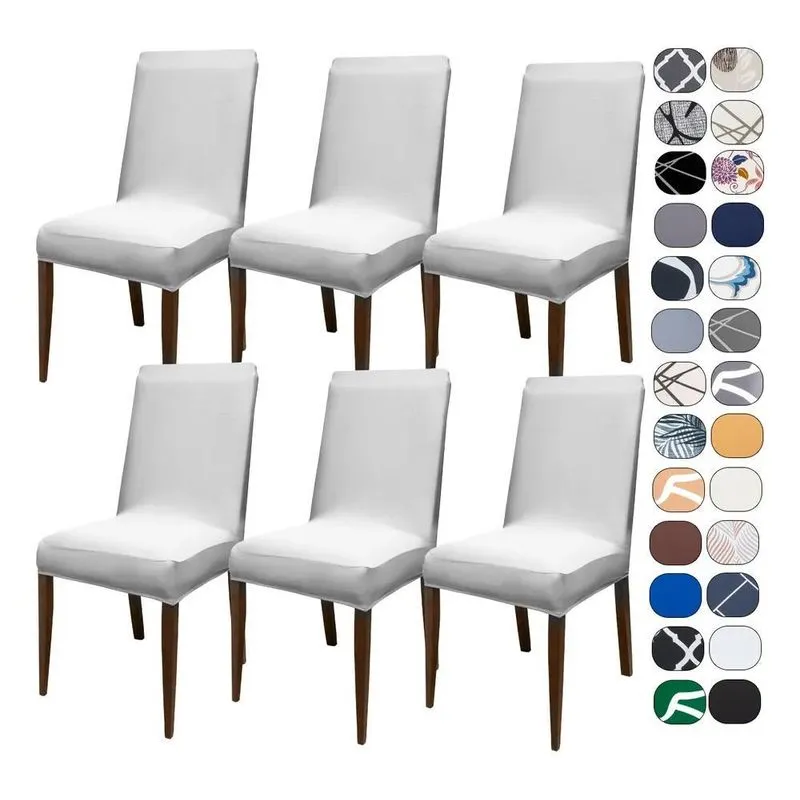Kit 6 Capas Cadeira Jantar Tecido Importado Spande Cinza Cla