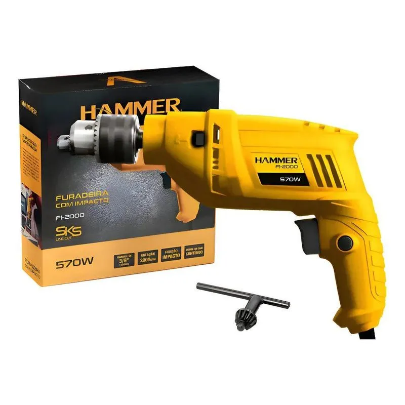 Furadeira Martelete De Impacto 3/8 Pol 10mm Concreto E Madei