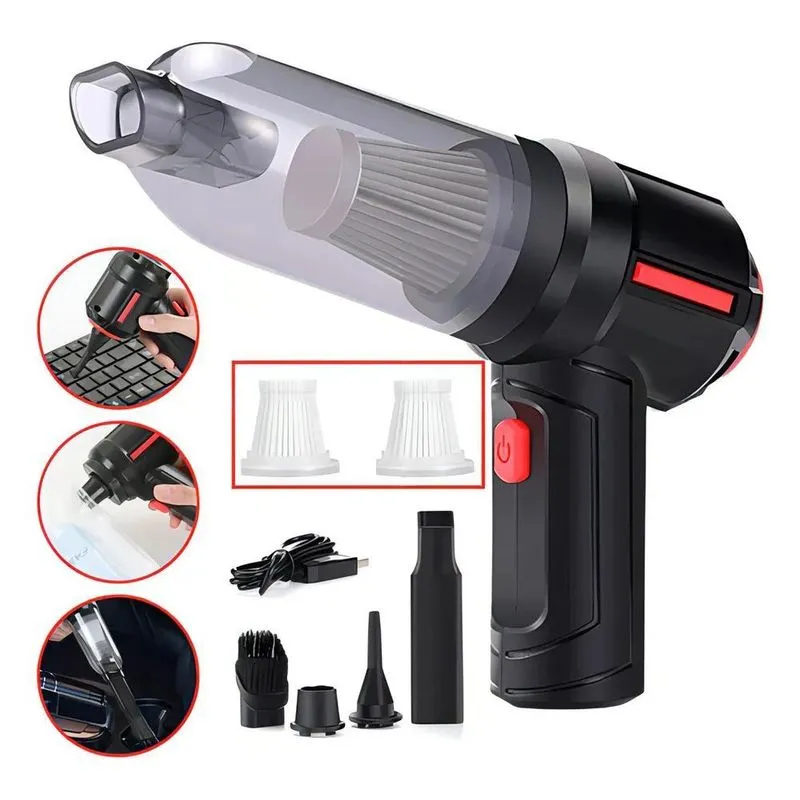 3x Aspirador De Pó Portátil Limpeza Automotiva Filtro Laváve