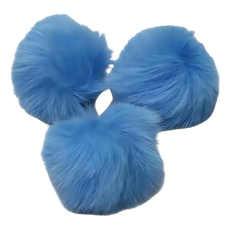 Pompom Bola Pelucia 70mm Com Elastico 30und Cor Azul Turques