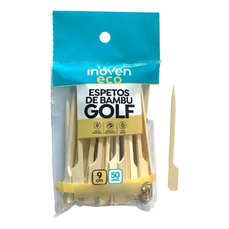 Espeto De Bambu Natural Golf Para Hamburguer 9cm - 2500 Unid
